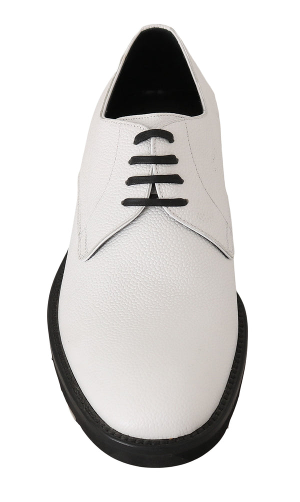 Weiße Leder Derby Kleid Formelle Schuhe