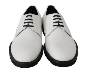 Weiße Leder Derby Kleid Formelle Schuhe