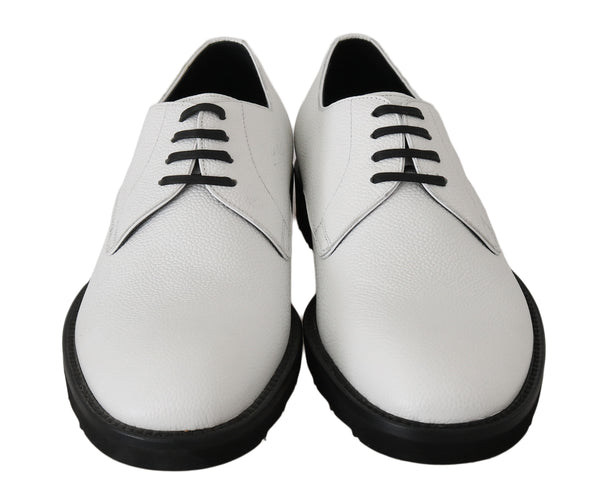 Weiße Leder Derby Kleid Formelle Schuhe