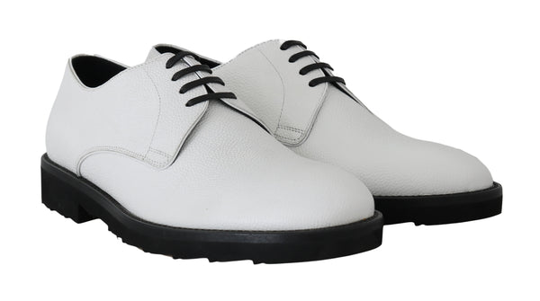 Weiße Leder Derby Kleid Formelle Schuhe