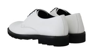Weiße Leder Derby Kleid Formelle Schuhe