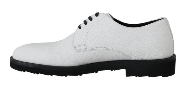 Weiße Leder Derby Kleid Formelle Schuhe