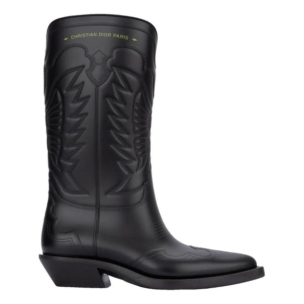 Schwarzer Lederstiefel