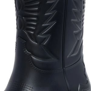 Schwarzer Lederstiefel