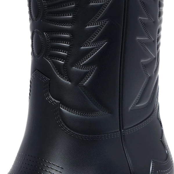 Schwarzer Lederstiefel