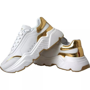 Weiß Gold DAYMASTER Leder Turnschuhe Männer Schuhe