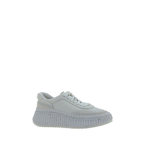 Weiße Kalbshaut Bos Taurus Plateau-Sneaker