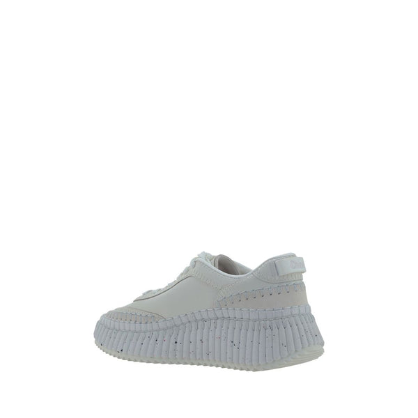 Weiße Kalbshaut Bos Taurus Plateau-Sneaker