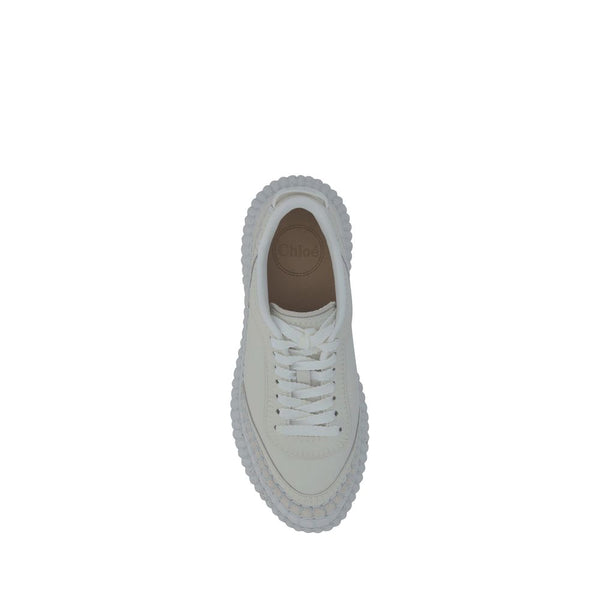 Weiße Kalbshaut Bos Taurus Plateau-Sneaker