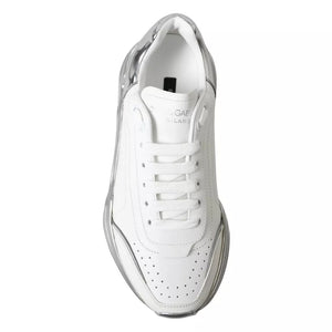 Weiß Silber Daymaster Leder Turnschuhe Schuhe