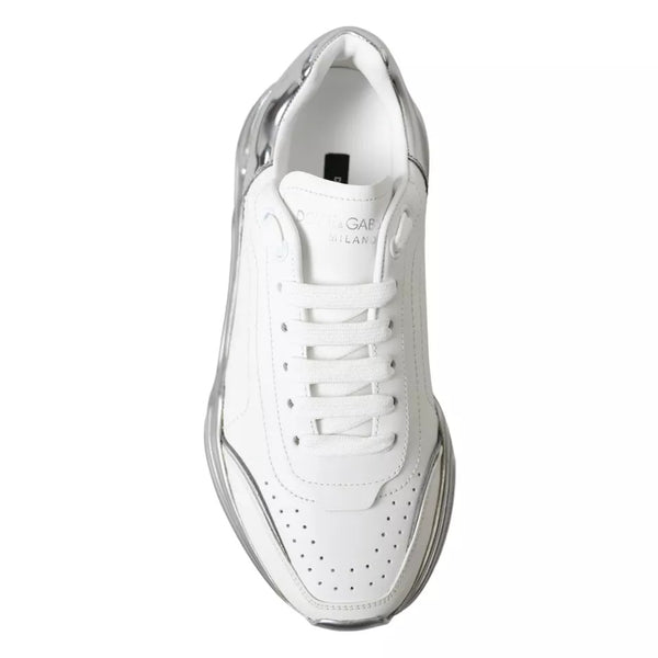 Weiß Silber Daymaster Leder Turnschuhe Schuhe