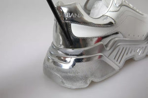 Weiß Silber Daymaster Leder Turnschuhe Schuhe