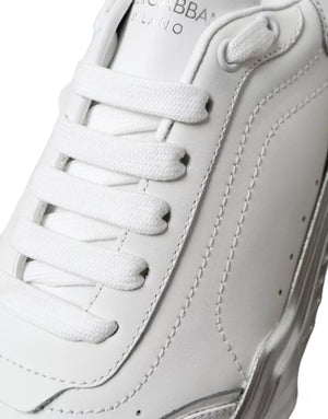 Weiß Silber Daymaster Leder Turnschuhe Schuhe