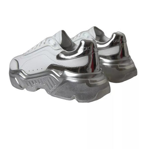 Weiß Silber Daymaster Leder Turnschuhe Schuhe