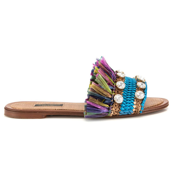 Multicolor Lammfell Damen Sandale