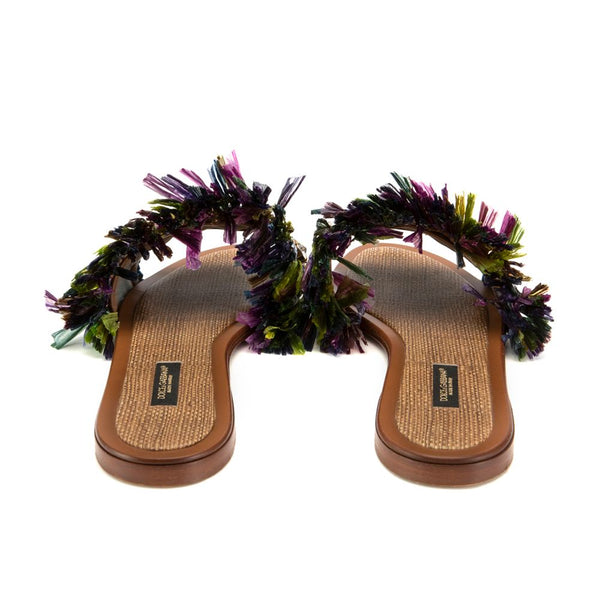 Multicolor Lammfell Damen Sandale