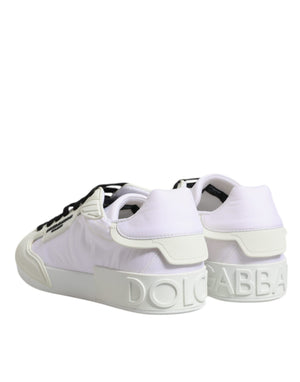 Weiße Nylon Leder Low Top Sneakers Schuhe