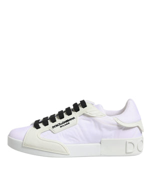 Weiße Nylon Leder Low Top Sneakers Schuhe