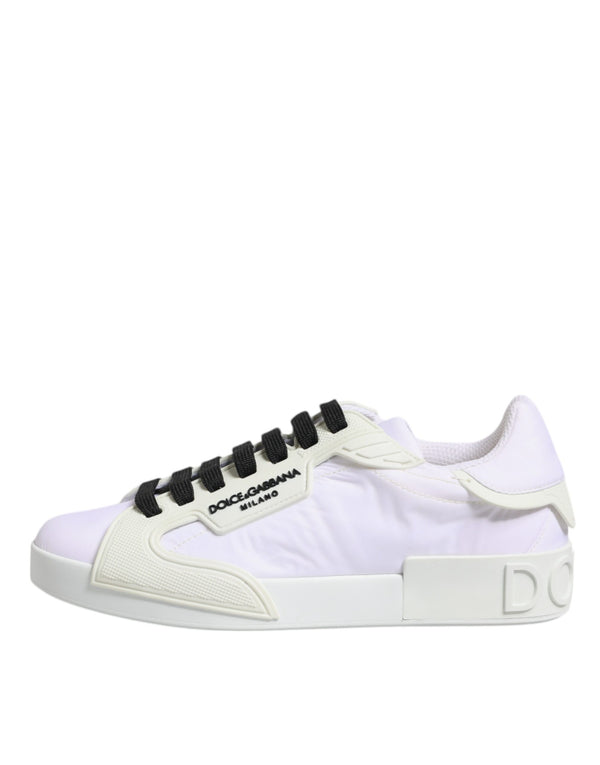 Weiße Nylon Leder Low Top Sneakers Schuhe