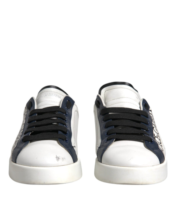 Weiß Blau Leder Crown Milano Turnschuhe Schuhe
