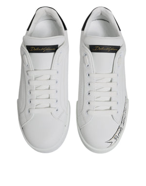 Weiße Leder Low Top Lace Up Sneakers Schuhe