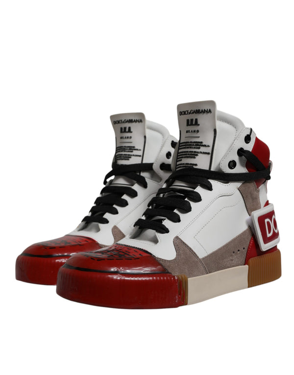Multicolor Leder High Top Sneakers Schuhe