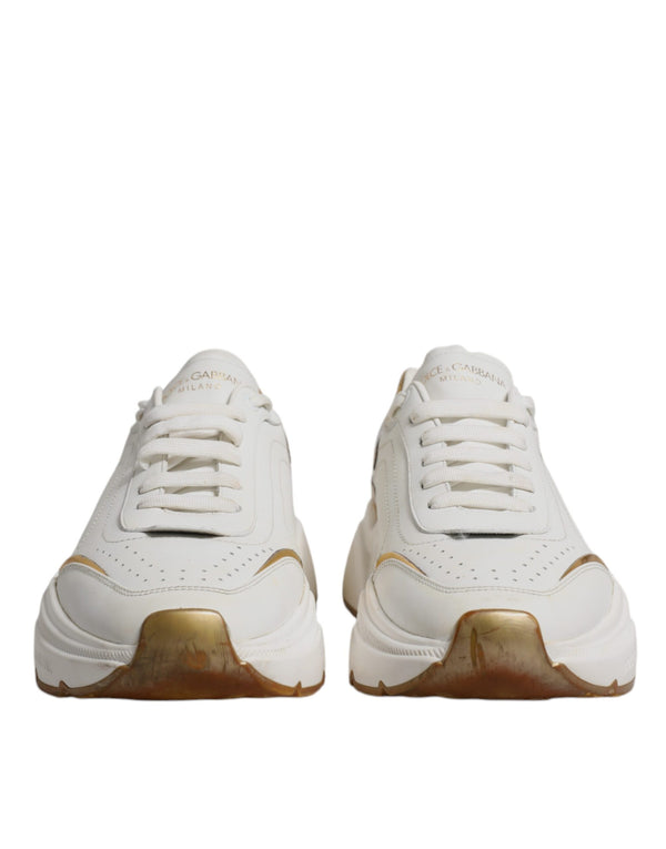 Weiß Gold DAYMASTER Leder Turnschuhe Schuhe