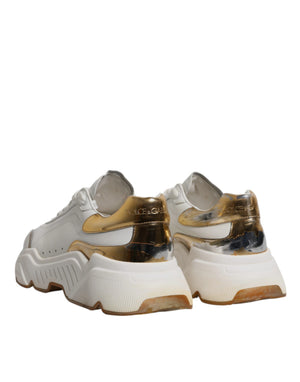 Weiß Gold DAYMASTER Leder Turnschuhe Schuhe