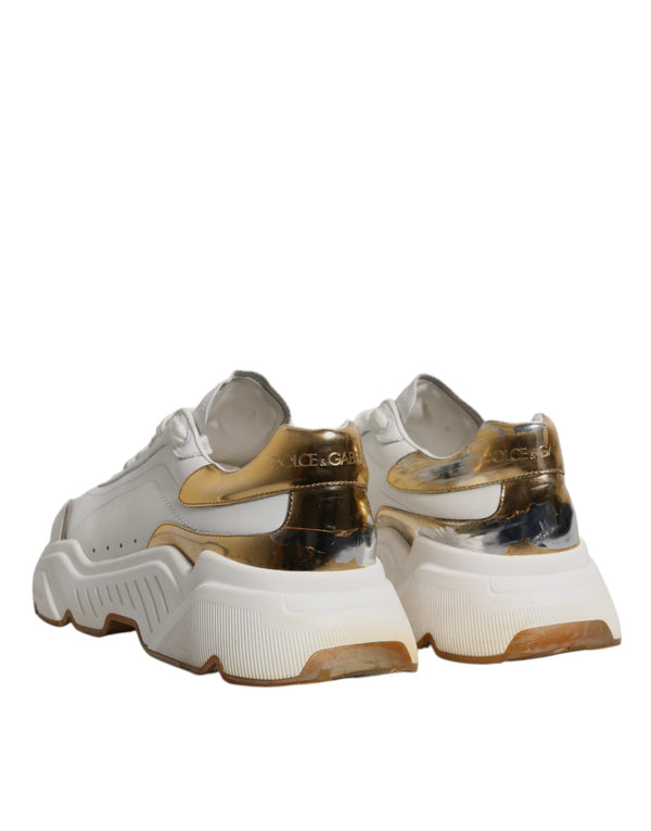Weiß Gold DAYMASTER Leder Turnschuhe Schuhe