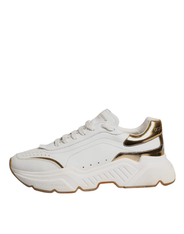 Weiß Gold DAYMASTER Leder Turnschuhe Schuhe