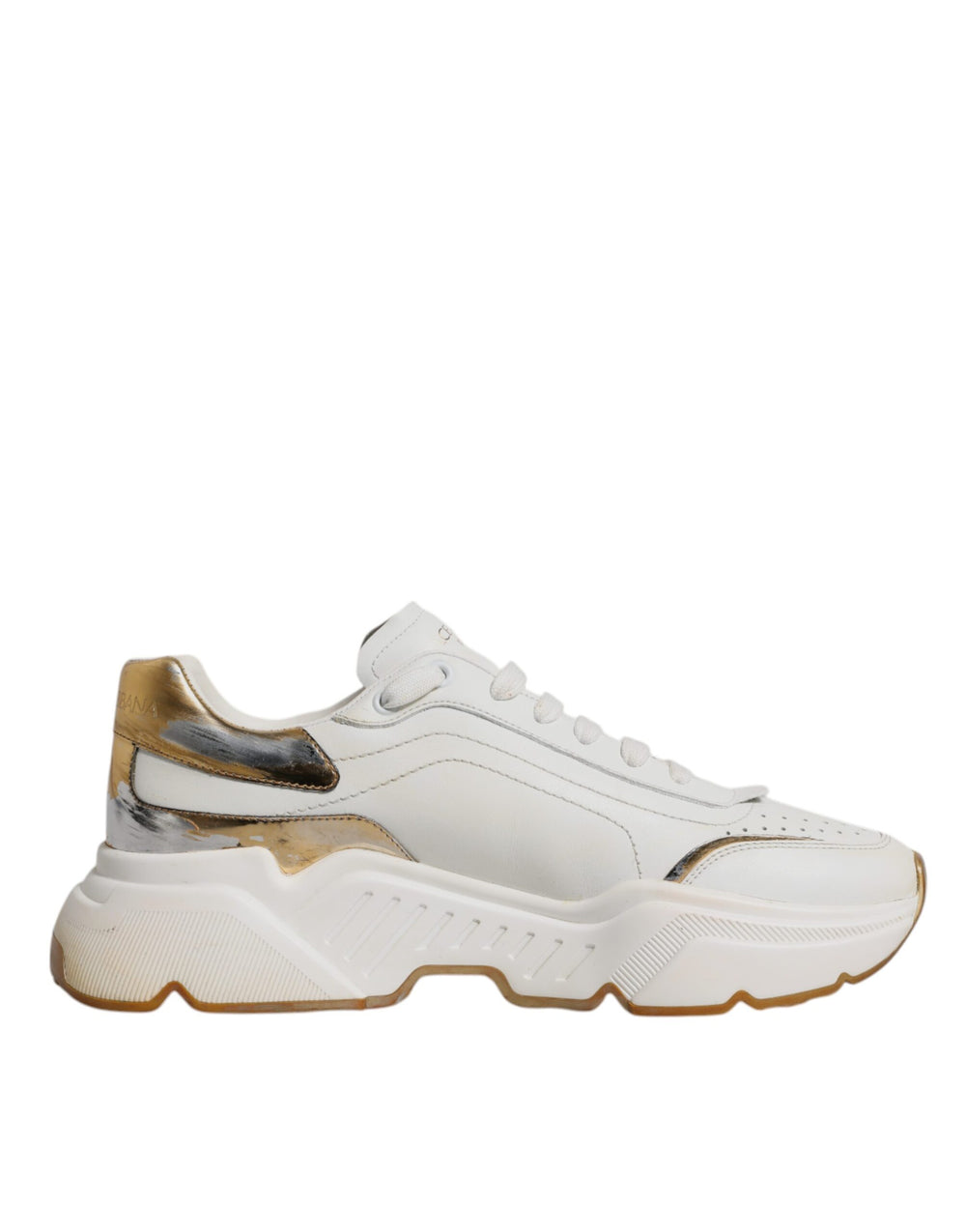 Weiß Gold DAYMASTER Leder Turnschuhe Schuhe