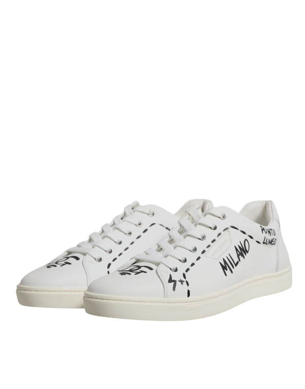 Weiß Leder Milano Low Top Turnschuhe Schuhe