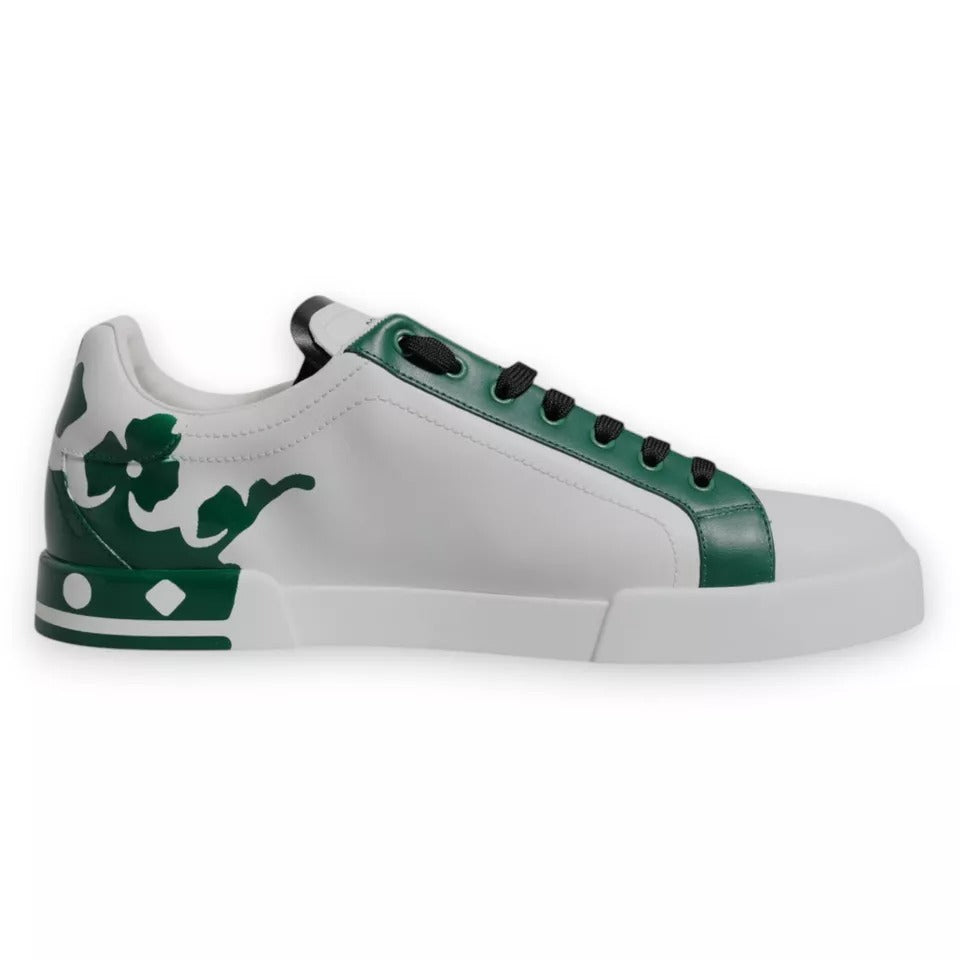 Weiß Grün Leder Crown Milano Turnschuhe Schuhe