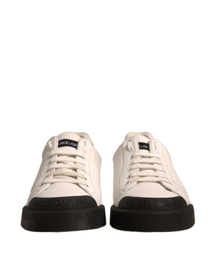 Weiß Leder Logo Portofino Turnschuhe Schuhe
