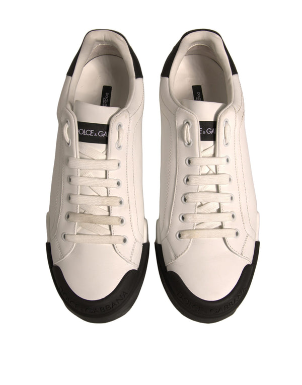Weiß Leder Logo Portofino Turnschuhe Schuhe