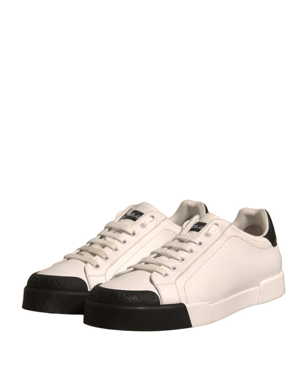 Weiß Leder Logo Portofino Turnschuhe Schuhe