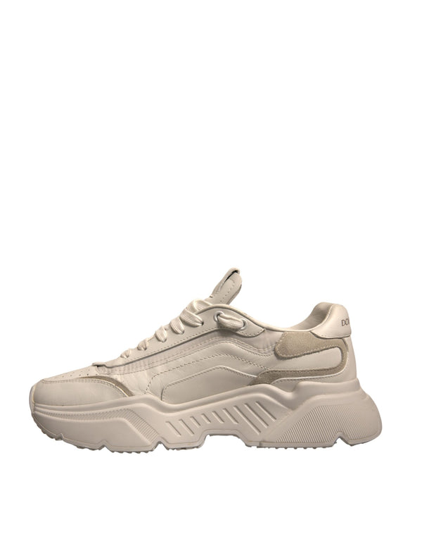 Weiß Daymaster Leder Low Top Turnschuhe Schuhe