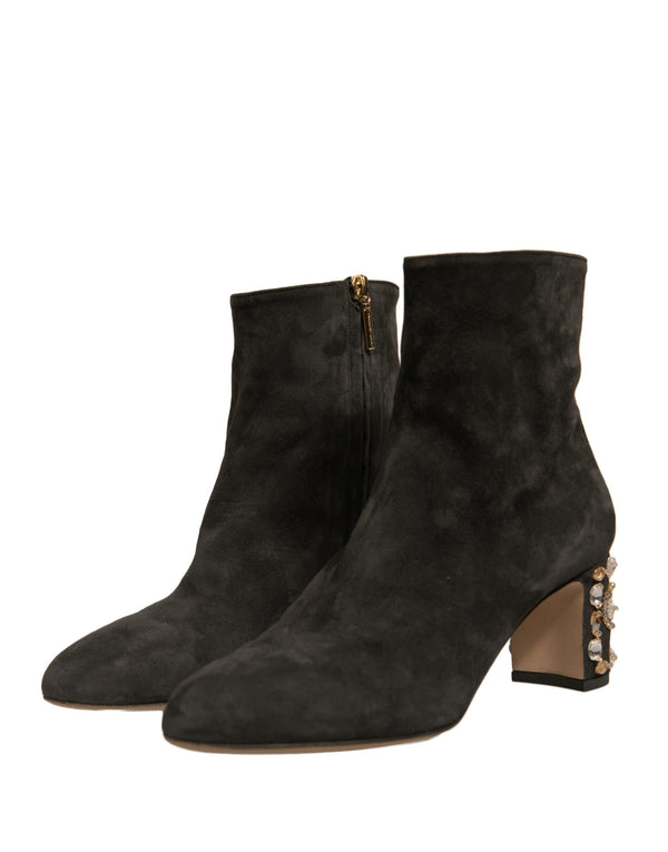 Schwarze verschönerte Absatzstiefel Schuhe