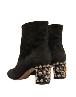 Schwarze verschönerte Absatzstiefel Schuhe