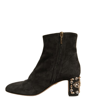 Schwarze verschönerte Absatzstiefel Schuhe