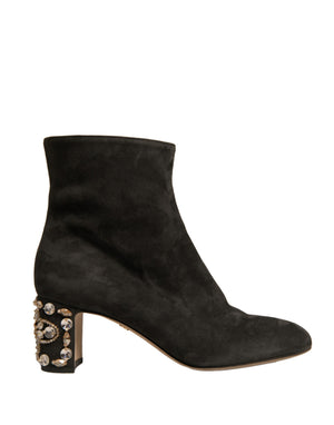 Schwarze verschönerte Absatzstiefel Schuhe