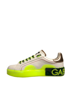 Weiß Gelb Portofino Leder Turnschuhe Schuhe
