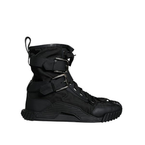 Schwarze Nylon-Schnürstiefel