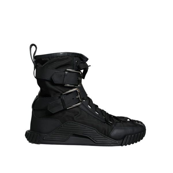 Schwarze Nylon-Schnürstiefel