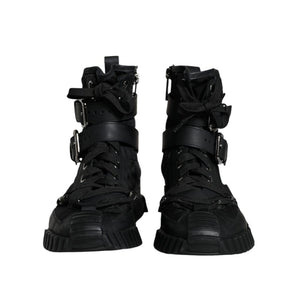 Schwarze Nylon-Schnürstiefel