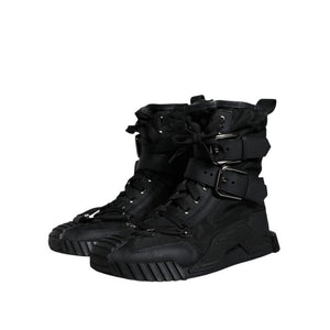 Schwarze Nylon-Schnürstiefel