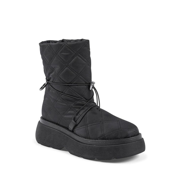 Flache Stiefel aus schwarzem Nylon