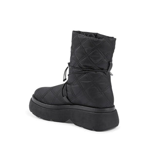 Flache Stiefel aus schwarzem Nylon