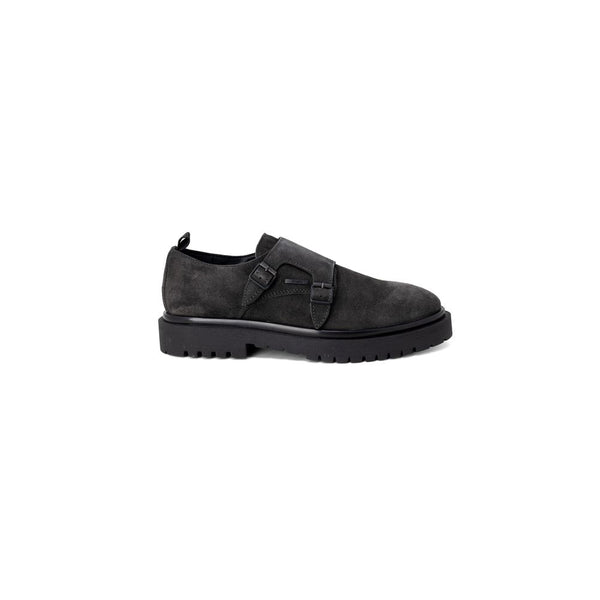 Schwarze Leder-Flachstiefel