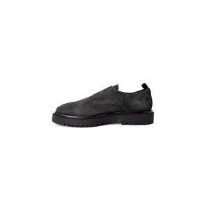 Schwarze Leder-Flachstiefel